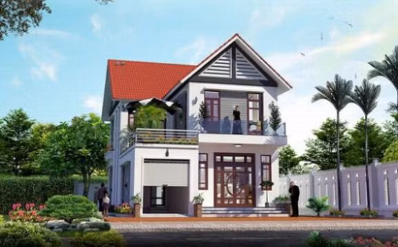 Với chi phí thiết kế thấp, phong cách hiện đại nhà 2 tầng ở nông thôn đang được nhiều gia đình Việt ưa chuộng. Ảnh: Nhadatdian24h.