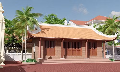 Nhà thờ tổ tiên ấn tượng với phần mái cong vút. Ảnh: Xaydungvanoithat3d.