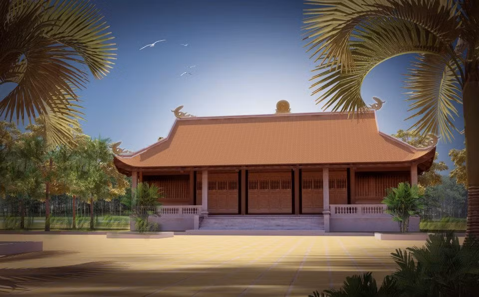 Nhà cổ truyền thống cũng có thể được áp dụng cho không gian nhà thờ cúng dòng họ. Ảnh: Kientrucnha.