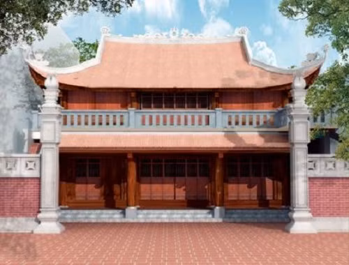 Nhà thờ họ 2 tầng đơn giản. Ảnh: Blogspot.