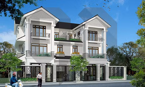 Màu cổng tương đồng với màu ngói tạo giúp ngôi nhà mang vẻ đẹp hài hòa hơn. Ảnh: Aa architect.