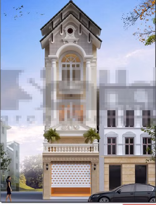 Nhà ống phong cách cổ điển châu Âu đẹp tinh tế với gam màu vàng kem kinh điển. Ảnh: Sonha.