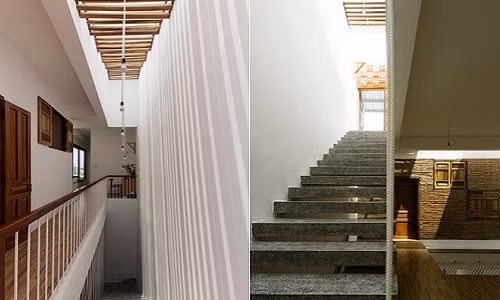 Khu vực thông tầng lấy sáng xua tan sự ảm đạm. Ảnh: Xaynhadepnhat.