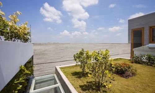 Kiến trúc sư Võ Trọng Nghĩa cũng tạo ra cả một khu vườn trồng nhiều loại cây ưa sáng trên sân thượng.