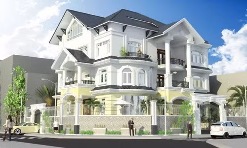 Gam màu trắng nhẹ nhàng, thanh thoát làm nổi bật các chi tiết đặc trưng của phong cách biệt thự kiểu Pháp cổ điển. Ảnh: Bietthulideco.