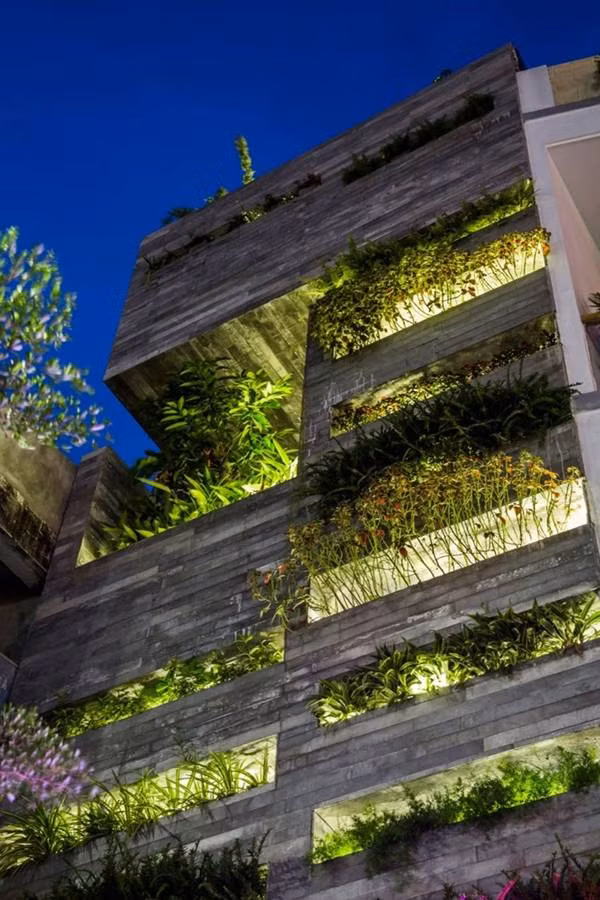 Các ô cây xanh làm giảm nắng gió, bụi bặm từ đường lớn và giúp thanh lọc không khí.