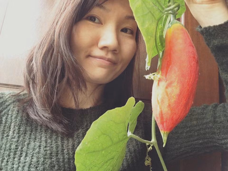 Một số loại rau quả chị đam mê và thích trồng vì chúng đẹp. Thế nên, lúc thu hoạch chị để ngắm cho đã mắt và cho các con nghịch chơi. Các loại rau quả được chị trồng gối vụ nhau, khiến ban công nhà chị lúc nào cũng xanh mướt, đầy rau và quả.