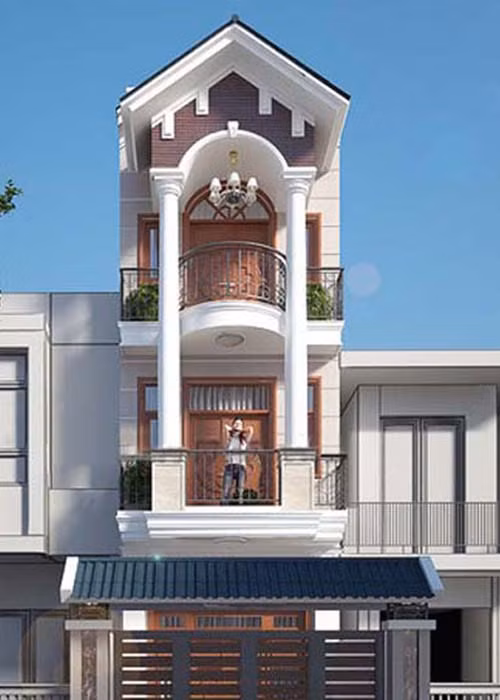 Nhà ống 4 tầng mặt phố đơn giản mà sang trọng. Ảnh: Kientrucvietquang.