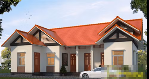 Nhà cấp 4 với thiết kế 2 thò 1 thụt mang lại không gian rộng rãi và tiện nghi cho những gia đình đông người. Ảnh: 10nhadep.