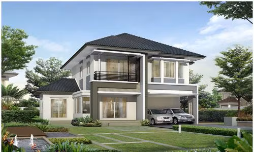 Thiết kế biệt thự sân vườn mái thái ấn tượng với các đường nét góc cạnh, khỏe khoắn. Ảnh: Xuongnoithat.