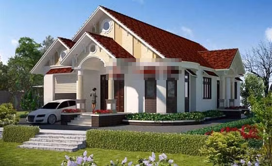 Những đường vòm cung uốn lượn giúp các khối tường nhà mềm mại hơn. Ảnh: Angcovat.