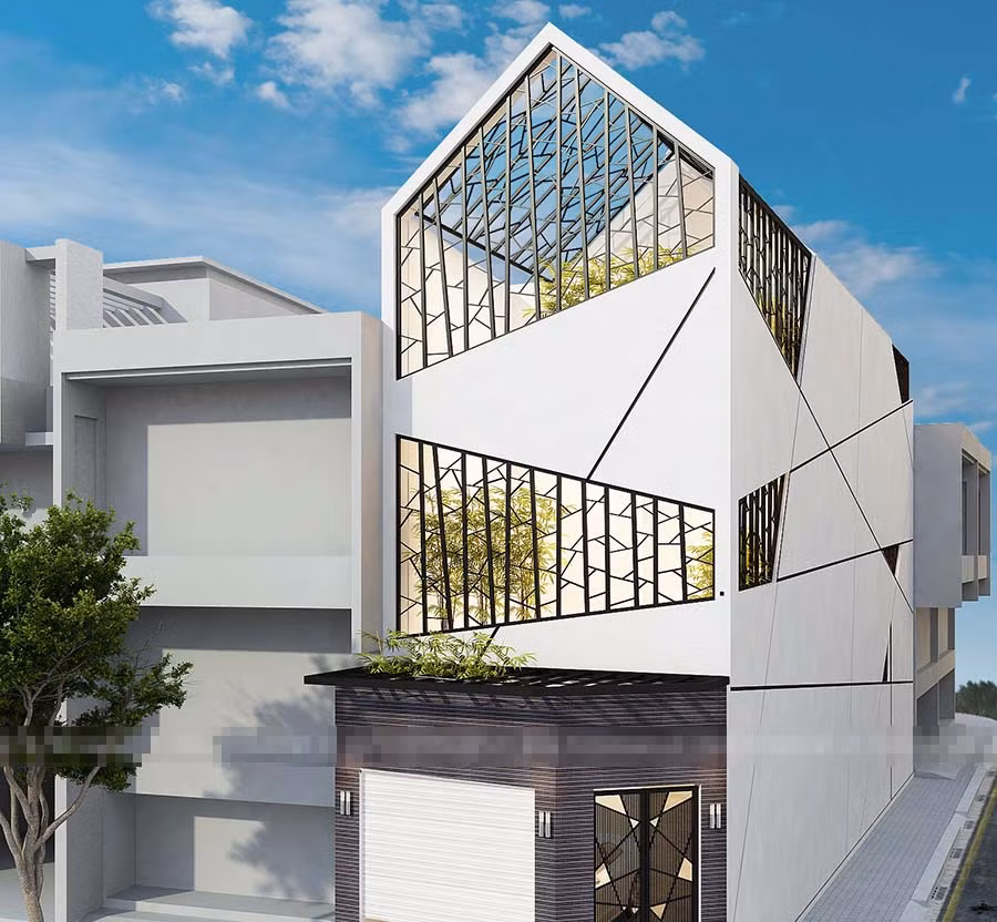 Tầng 2 thiết kế lạ mắt song sắt họa tiết. Ảnh: Printest.