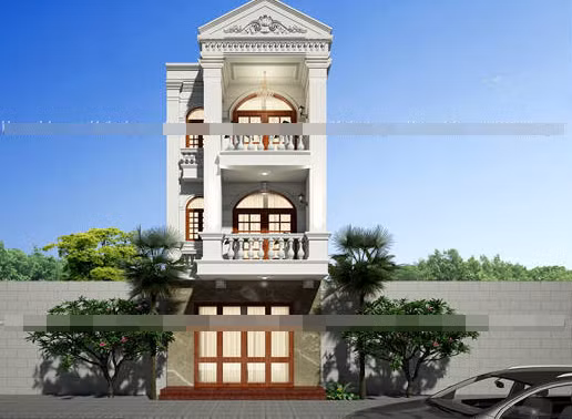 Mặt tiền ngôi nhà mang dáng dấp cổ điển với hệ thống gờ chỉ cửa sổ, mái ngói , ban công sắt hoa văn mỹ thuật. Ảnh: Kienanvinh.