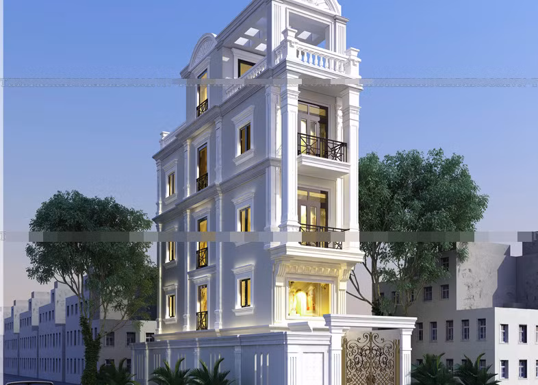 Mẫu nhà 3 tầng 1 tum có tầng lửng thiết kế đẹp đáp ứng đủ công năng sử dụng. Ảnh: Kienanvinh.