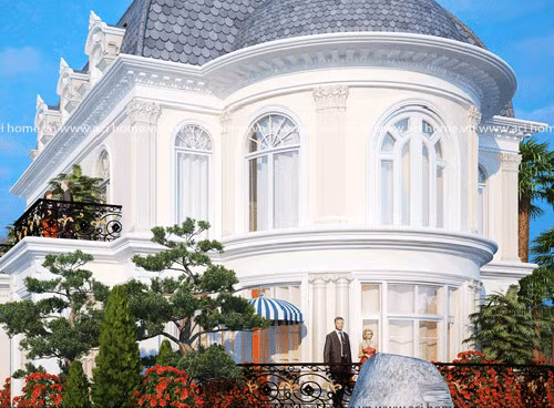 Biệt thự cổ điển Pháp đẹp lãng mạn. Ảnh: Acihome.