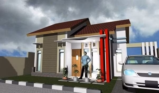 Nhà có kết cấu mái thái lợp ngói, tọa lạc trên khu đất khá rộng nhưng diện tích nhà chỉ 8m x 8.5m để tiết kiệm chi phí. Ảnh: Rever.