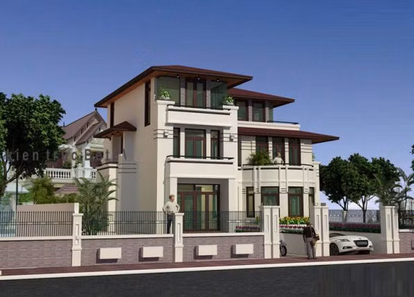 Đơn giản hóa mọi chi tiết trang trí nhưng biệt thự mái bằng vẫn nổi bật với vẻ đẹp hiện đại. Ảnh: Kientrucbeta.