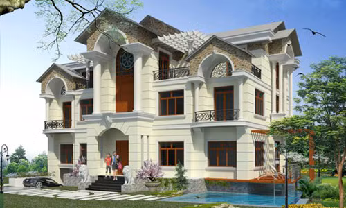 Công trình ấn tượng với phần mái thiết kế lạ mắt. Ảnh: Khonggiannhadep24h.