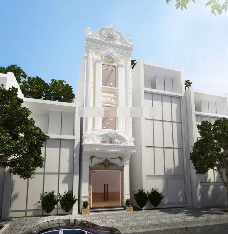 Phong cách thiết kế và màu sắc được tuân thủ theo lối kiến trúc Pháp cổ điển. Ảnh: Thietkenoithataic.