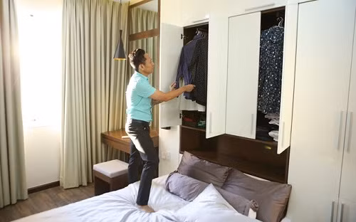 Nhà có con nhỏ nhưng góc nào trong nhà cũng đều rất ngăn nắp.