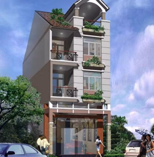 Nhà ống ba tầng mái thái sang trọng cho không gian sống hoàn hảo và tiện nghi. Ảnh: 10nhadep.