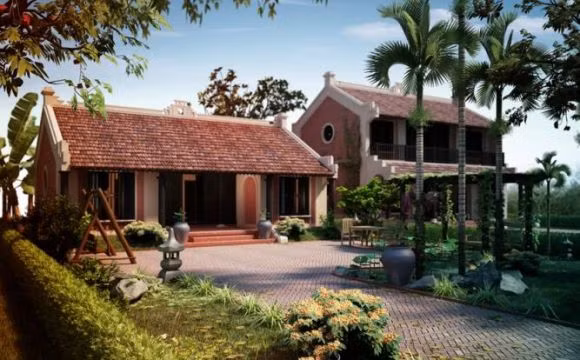 Nhà cấp 4 sân vườn phù hợp ở làng quê Việt Nam. Ảnh: Nhabinhduong.