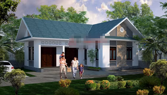 Biệt thự hình chữ L là phương án thích hợp cho những khu đất hình tam giác hoặc hình thang. Ảnh: Angcovat.