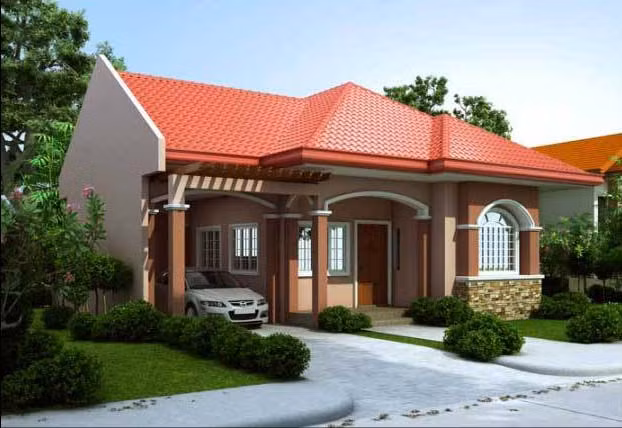 Thiết kế nhà mái ngói đỏ tươi với kiến trúc 3 gian gam màu dịu nhẹ phù hợp với những ai yêu thích nét đẹp thuần phong mỹ tục. Ảnh: Nhadatdian247.