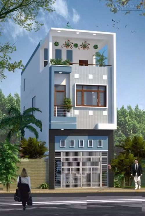 Do diện tích nhà 3 tầng khá nhỏ nên chiều cao của nhà được hạ thấp xuống. Tầng 1 cao 3.3m và tầng 2, tầng 3 là 3m giúp tiết kiệm nhiều chi phí thi công. Ảnh: Thietkenhapho.