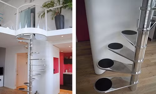  Cầu thang độc đáo tiết kiệm tối đa diện tích. Ảnh: Homedit.