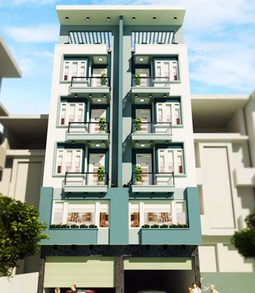 Nhà ống song lập 6 tầng hiện đại. Ảnh: Nhatranh.