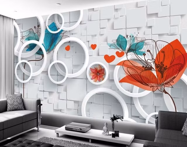Giấy dán tường 3D đang tạo nên phong cách hiện đại, xa hoa cho căn phòng. Điều này đã khiến giấy dán tường ngày càng được sử dụng rộng rãi hơn để thay thế cho sơn tường truyền thống.