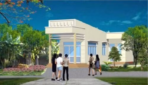  Nhà mái bằng hình chữ L đơn giản. Ảnh: Bannhabinhduong.