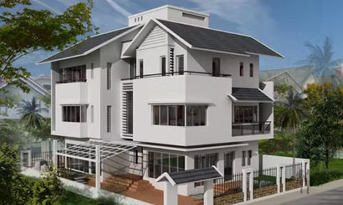 Ấn tượng với biệt thự mái thái cùng màu sơn sang trọng. Ảnh: Phongthuy24h.