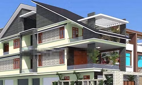 Biệt thự phố hiện đại mái lệch theo phong cách châu Âu. Ảnh: Vinahouse.