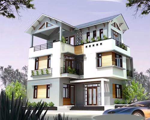 Ngôi nhà đẹp hài hòa nhờ sự kết hợp của gam màu trắng sáng và không gian cây xanh xung quanh. Ảnh: Kientrucsuvietnam.