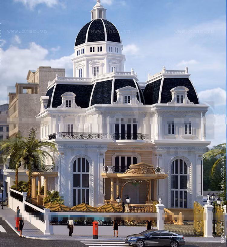 Tọa lạc trên diện tích gần 400m2, căn biệt thự được bao bọc và che chắn bằng hàng rào chắc chắn, sử dụng các vật tư đắt giá ngoại nhập thể hiện đẳng cấp Châu Âu. Ảnh: Sonha