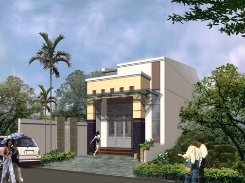 Khoảng sân phía trước và vườn cây tạo không gian sống thoáng đãng cho ngôi nhà. Ảnh: Bannhabinhduong.