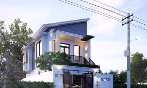  Nhà phố mái lệch theo phong cách châu Âu hiện đại. Ảnh: Thietkenhadepmoi.