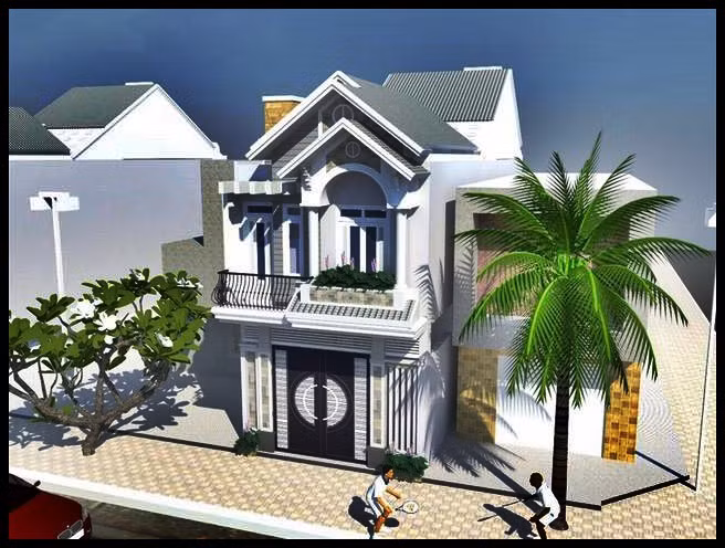 Các chi tiết hoa văn theo đường kẻ sọc ốp đá granite tạo hướng view đẹp cho mặt tiền. Ảnh: Kienanvinh.