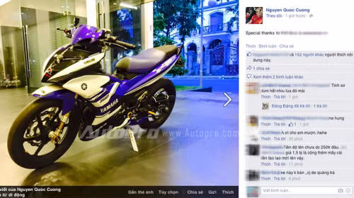 Xe côn tay Exciter 150 độ độc đáo xuất hiện trên trang facebook cá nhân của Cường đô la. Ảnh: Autopro.