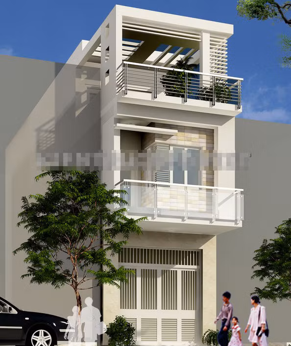 Thiết kế nhà ống 2 tầng 1 tum khá phổ biến hiện nay, phù hợp với nhiều gia đình trẻ, có ít thành viên. Ảnh: Kientrucnhaviet.