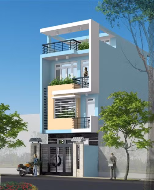 Sự kết hợp màu sắc hài hòa là điểm nhấn trong thiết kế của ngôi nhà. Ảnh: Datbinhduong.