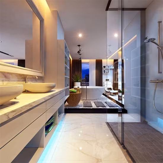 Nhà vệ sinh rộng rãi, hiện đại và tiện nghi như khách sạn.