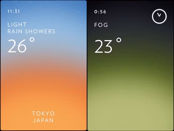 Điểm cộng của Solar chính là sự đơn giản, tinh tế. Thay vì hiển thị thông tin thời tiết trên màn hình điện thoại, người dùng có thể vuốt xuống, kéo sang để xem những thông tin mong muốn. Ảnh: The Verge.