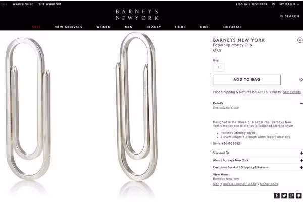 Điểm khác biệt duy nhất của chiếc kẹp giấy này là có logo của Prada ở cạnh trái và làm bằng bạc. Chiếc kẹp tiền đắt gấp 30.000 lần chiếc kẹp bình thường đã gây bão mạng xã hội nước này. Ảnh: Upi.