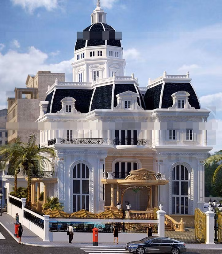 Biệt thự cổ điển kiểu Pháp 3 tầng sang trọng, lịch lãm với kiến trúc ngoại thất đồ sộ và uy nghi. Ảnh: Shac.