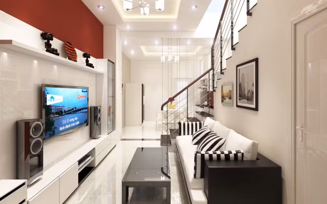 Kệ kê sát tường là giải pháp hoàn hảo cho không gian nhà hẹp. Ảnh: Bindo.