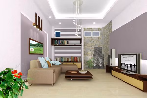 Phong cách Hàn Quốc trong thiết kế nội thất phòng khách nhà ống. Ảnh: Noithattrieugia.