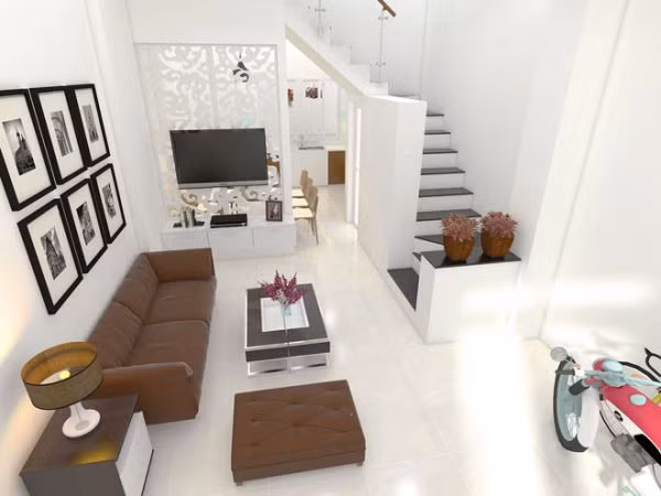 Thiết kế phòng khách liền nhà bếp. Ảnh: Caitaonhadep.